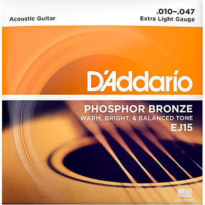 D'Addario EJ15 Phosphor Bronze Acoustic Strings - Extra Light  (10-47)