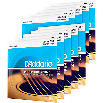 D'Addario EJ16-10P Phosphor Bronze Light Acoustic Guitar Strings 10-Pack