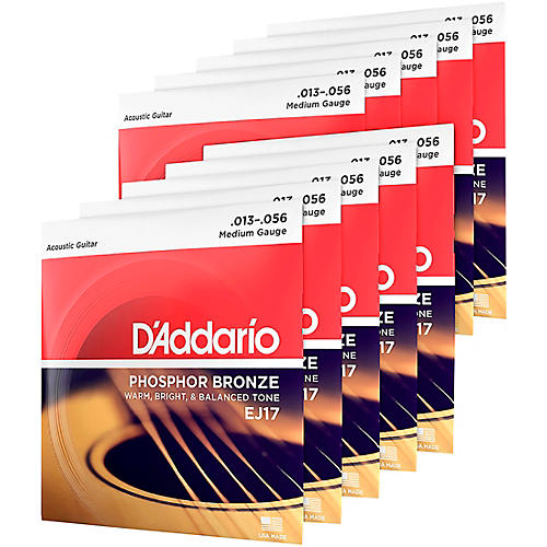 D'Addario EJ17-10P Phosphor Bronze Medium Acoustic Strings (10-Pack)