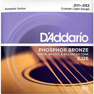 D'Addario EJ26 Phosphor Bronze Acoustic Guitar Strings - Custom Light (11-52)