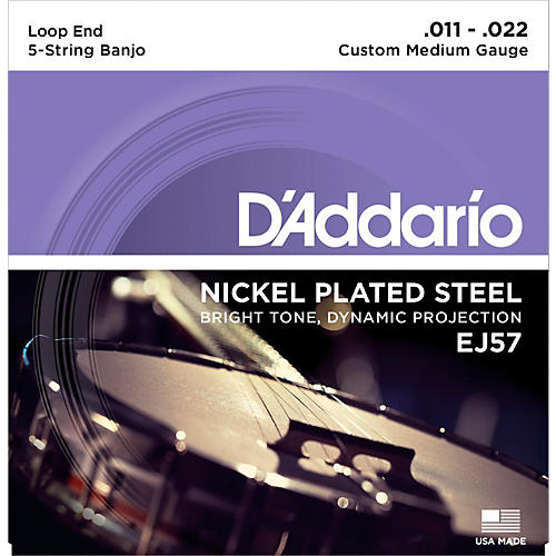 D'Addario EJ57 Nickel Custom Medium 5-String Banjo Strings (11-22)