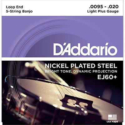 D'Addario EJ60+ Nickel Light Plus 5-String Banjo Strings (9.5-20)