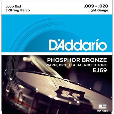 D'Addario EJ69 Phosphor Bronze Light 5-String Banjo Strings - (9-20)