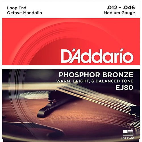 D'Addario EJ80 Octave Mandolin Strings, Medium, 12-46 Phosphor Bronze