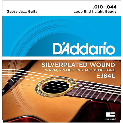 D'Addario EJ84L Gypsy Jazz Silver Wound Loop End Light Guitar Strings