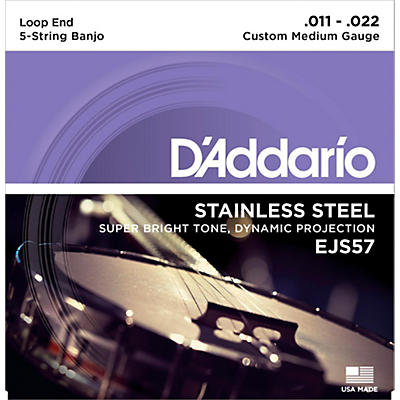 D'Addario EJS57 Stainless Steel Custom Medium 5-String Banjo Strings (11-22)