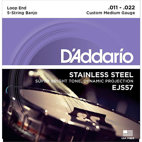 D'Addario EJS57 Stainless Steel Custom Medium 5-String Banjo Strings (11-22)