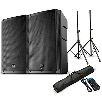 Electro-Voice ELX200-12P 12"1,200W Powered Speaker Pair With Stands & Power Strip - Black