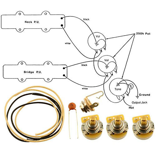 Allparts EP-4129-000 Wiring Kit for Jazz Bass