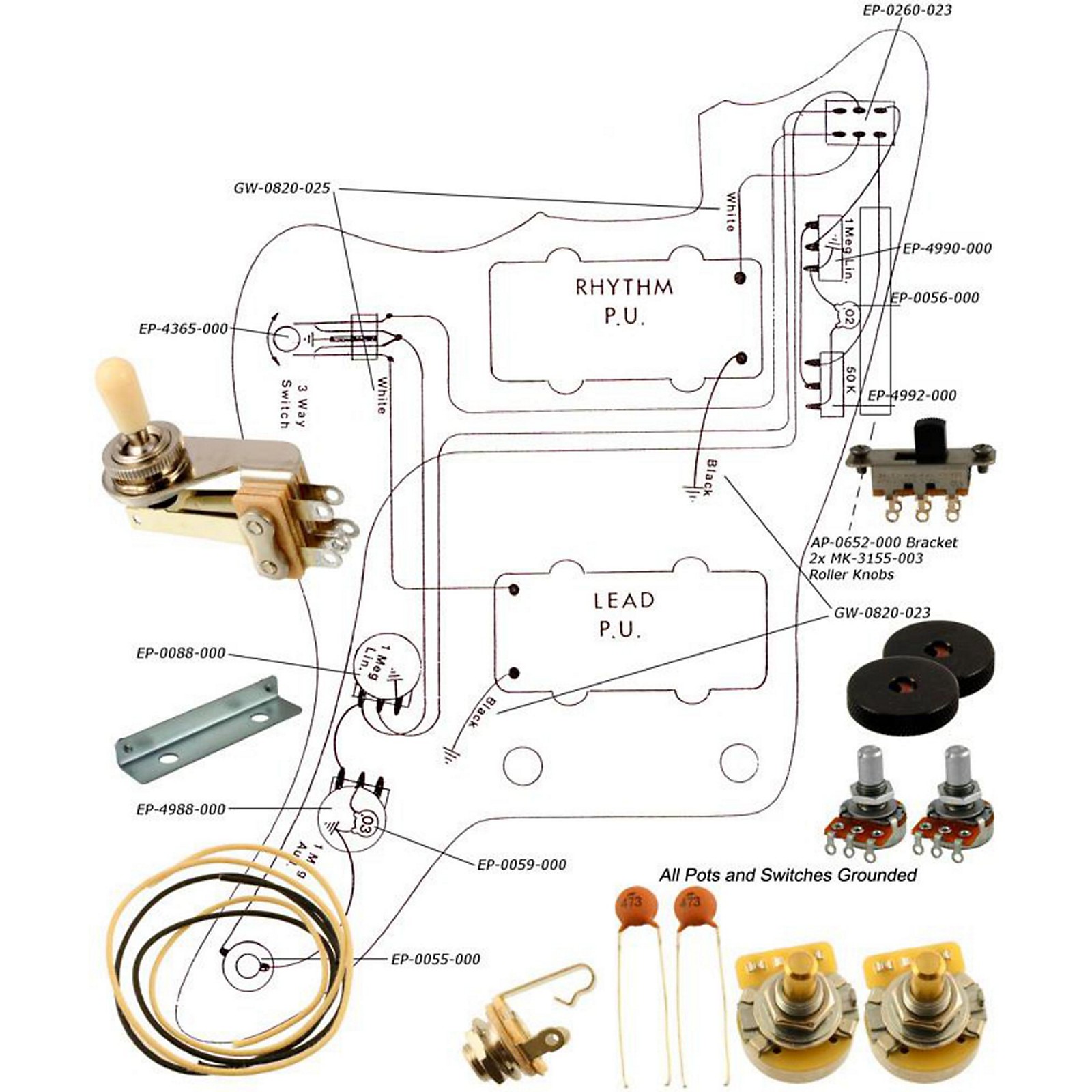 Allparts EP-4135-000 Wiring Kit for Jazzmaster | Musician's Friend