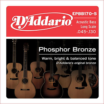 D'Addario EPBB170-5 Phosphor Bronze, Long-Scale, 5-String Acoustic Bass Guitar Strings