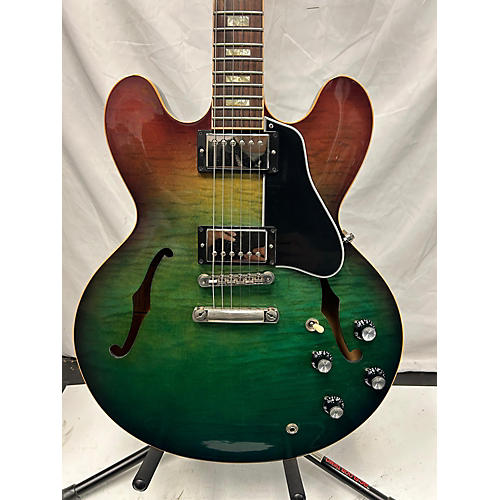 Gibson ES335 Figured Hollow Body Electric Guitar Green Fade to Red