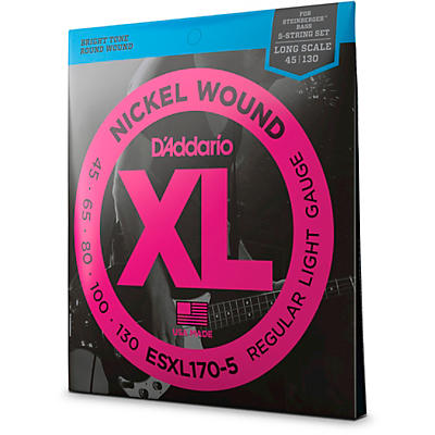 D'Addario ESXL170-5 Nickel Wound Light 5-String Bass Strings - Long Scale