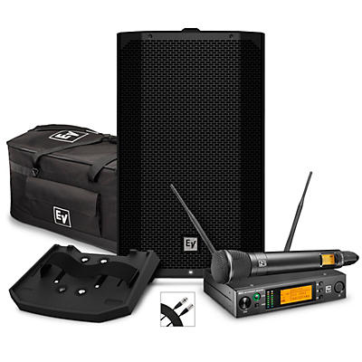 Electro-Voice EVERSE 12 Weatherized Battery-Powered Loudspeaker With RE3 Wireless Handheld ND76 Microphone Set, Duffel Bag & Accessory Tray