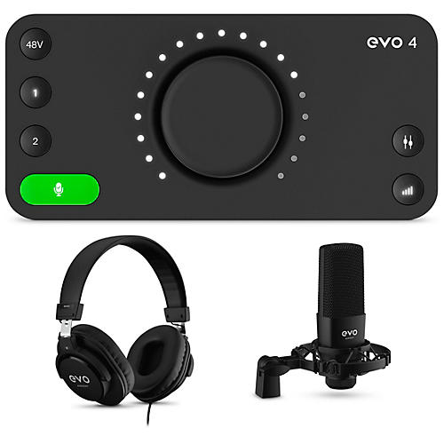 EVO Start Recording Bundle With USB Audio Interface, Headphones, Mic, Shockmount and Mic Cable