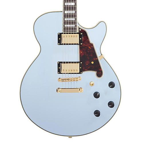 D'Angelico EX-SS Non-F Hole Deluxe Edition Hollowbody Electric Guitar Matte Powder Blue Tortoise Pickguard