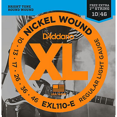 D'Addario EXL110-E Bonus Pack: Light Electric Guitar Strings With Bonus High E String (10-46)