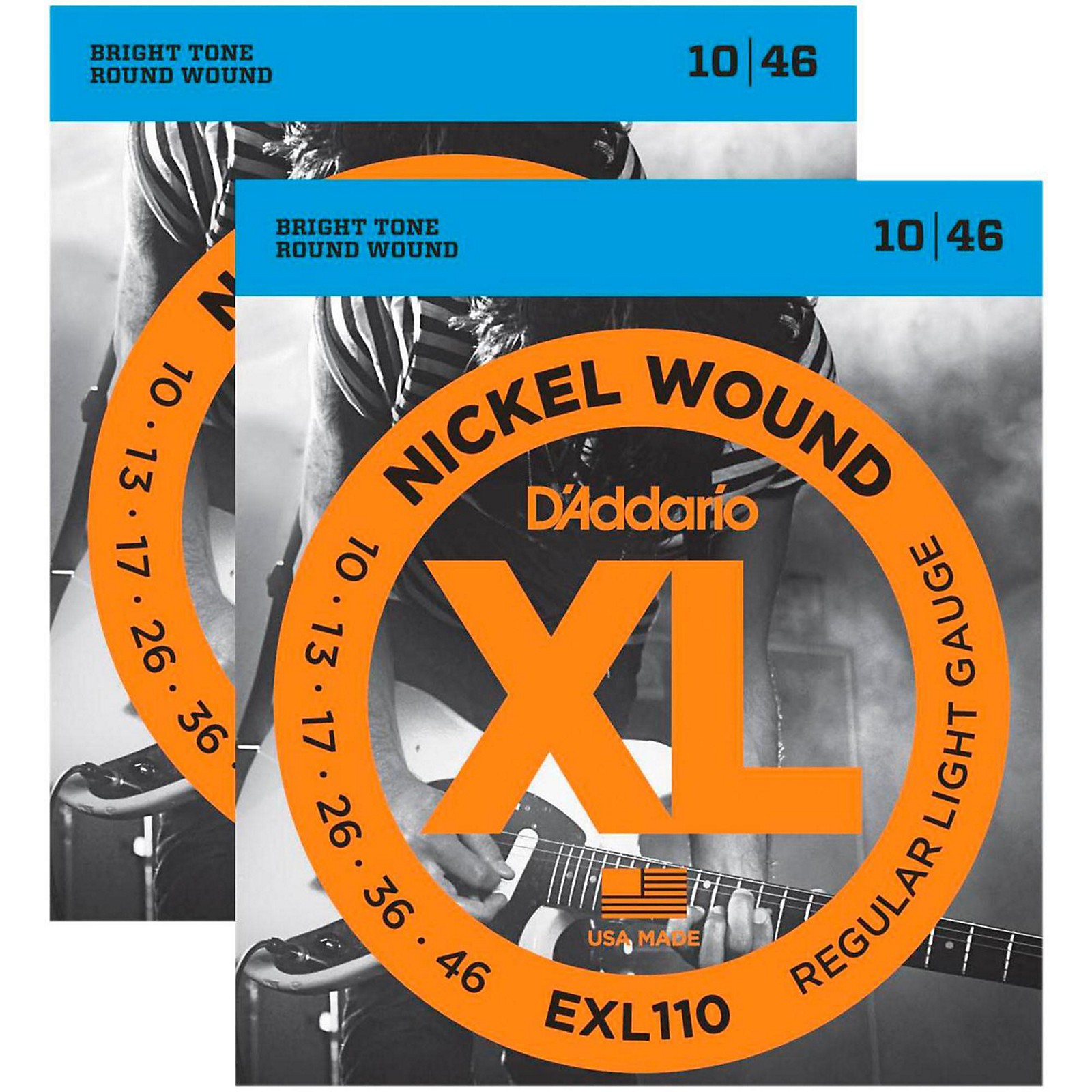 D'Addario EXL110 Nickel Wound Light Electric Guitar Strings TwoPack