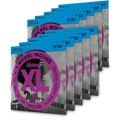 D'Addario EXL120 Nickel Super Light Electric Guitar Strings 10-Pack