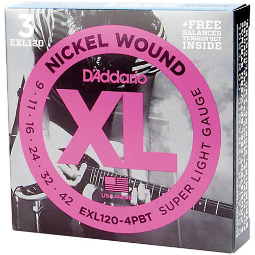EXL120 Nickel Super Light Electric Guitar Strings 3-Pack with FREE EXLEXL120BT X-Lite Set