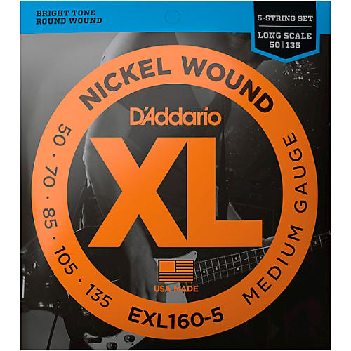 D'Addario EXL160-5 XL 5-String Bass Regular/Long String Set