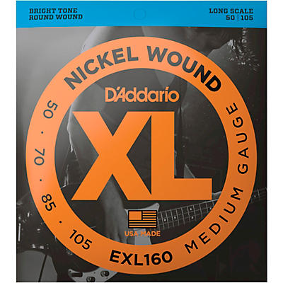 Flat Wound, . 2 sets Long DAddario ECB81x2 XL Chromes Elec Bass Guit Strings 045, 065, 080, 100