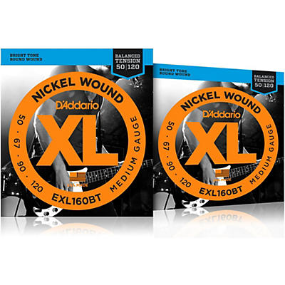 D'Addario EXL160BT Balanced Tension Long Scale Electric Bass String Set (50-120) 2 Pack