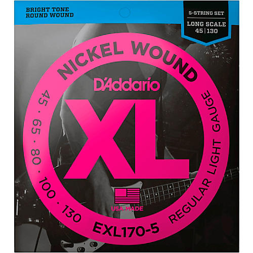 D'Addario EXL170-5 XL Nickel Round Wound 5-String Long Bass Strings