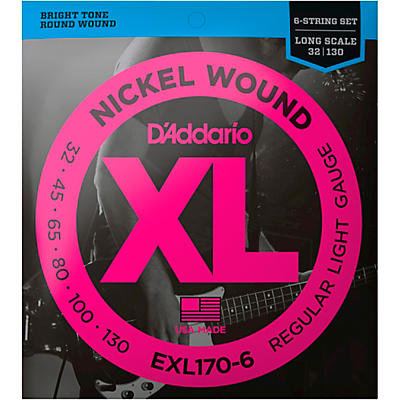 D'Addario EXL170-6 Nickel Round Wound 6-String Set Long Bass Strings