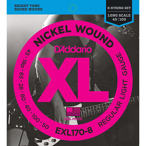 D'Addario EXL170-8 Nickel Wound Electric Bass 8 String Soft / Long