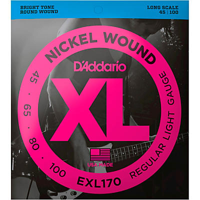 Flat Wound, . 2 sets Long DAddario ECB81x2 XL Chromes Elec Bass Guit Strings 045, 065, 080, 100
