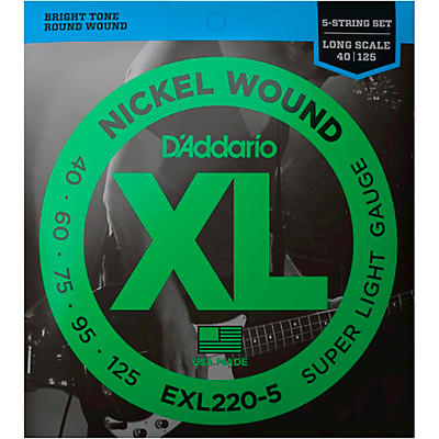 D'Addario EXL220-5 XL 5-String Bass Super Soft/Long String Set