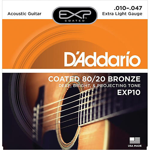 EXP10 Coated 80/20 Bronze Extra Light Acoustic Guitar Strings