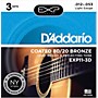 D'Addario EXP11-3D Coated 80/20 Bronze Light Acoustic Guitar Strings 3-Pack