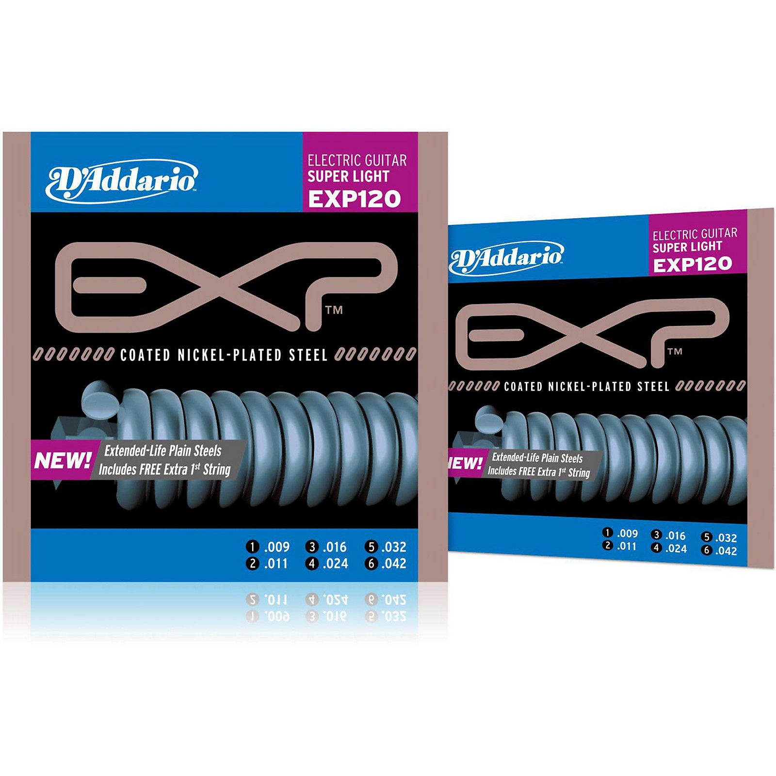D'Addario EXP120 Coated Electric Super Light Guitar Strings 2Pack