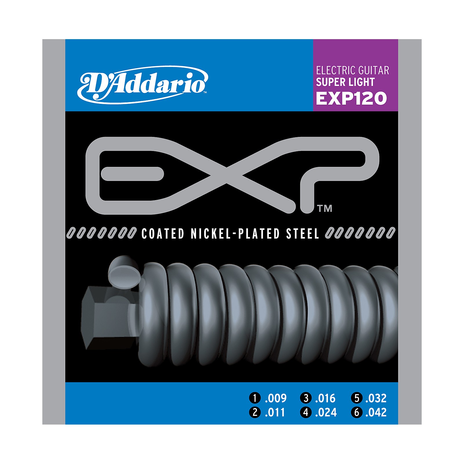 D'Addario EXP120 Coated Electric Super Light Guitar Strings Musician