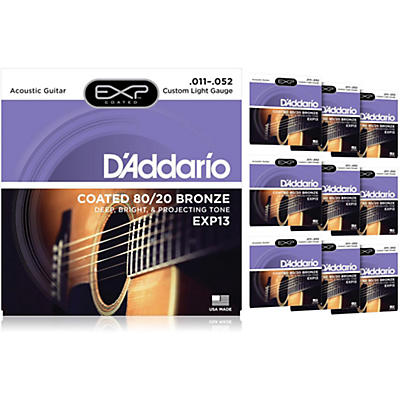D'Addario EXP13 Coated 80/20 Bronze Custom Light Acoustic Guitar Strings - 10 Pack