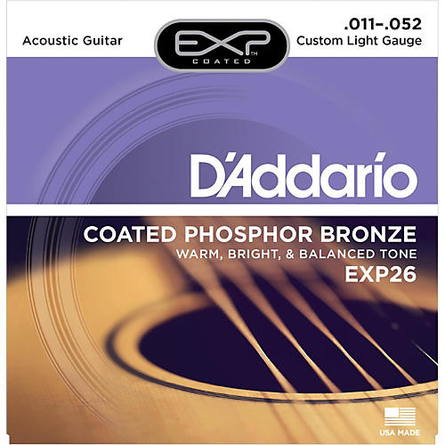 EXP26 Coated Phosphor Bronze Custom Light Acoustic Guitar Strings