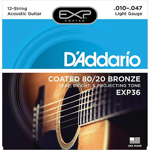 EXP36 Coated 80/20 Bronze Light 12-String Acoustic Guitar Strings