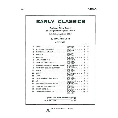 Early Classics For Beg. String 4Tet Viola Music Sales America Series