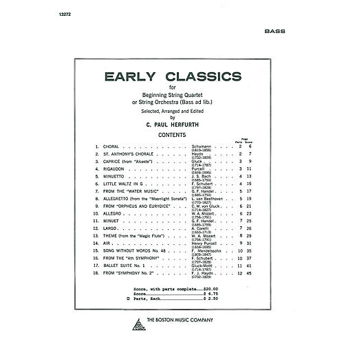 Early Classics For Beg.Str 4Tet String Bass Music Sales America Series