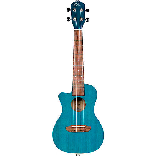 Ortega Earth Series RUOCEAN-CE-L Left-Handed Acoustic Electric Concert Ukulele Condition 1 - Mint Aqua Blue