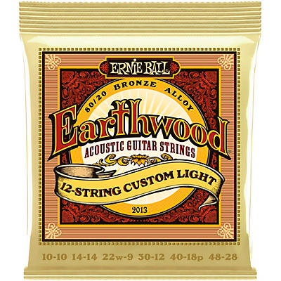 Ernie Ball Earthwood 80/20 Custom Light Bronze 12-String Acoustic Guitar Strings 10-48