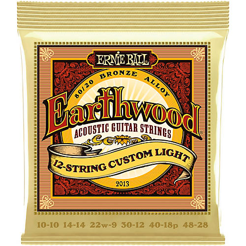 Ernie Ball Earthwood 80/20 Custom Light Bronze 12-String Acoustic Guitar Strings 10-48