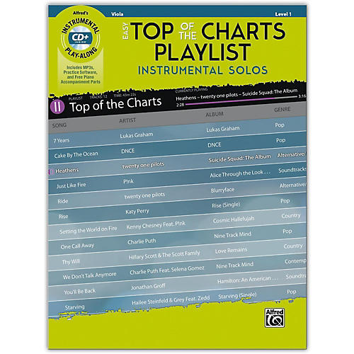 Easy Top of the Charts Playlist Instrumental Solos for Strings Viola Book & CD Level 1