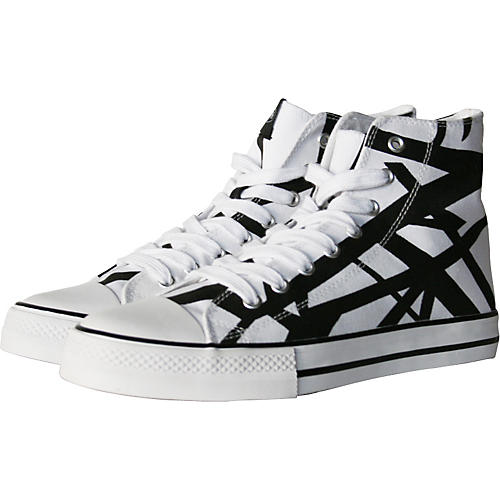 EVH Eddie Van Halen Top Sneakers - White with Black Stripes Black/White 8 | Musician's Friend