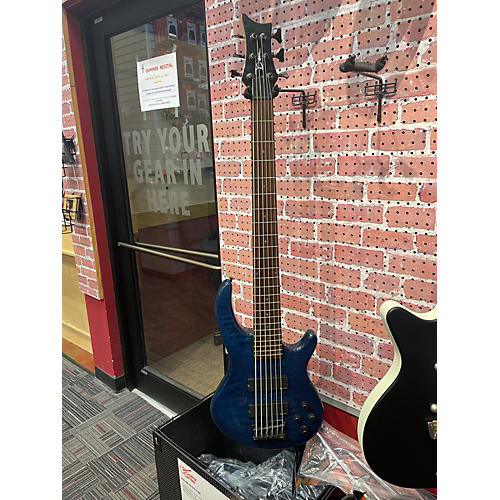 Dean Edge 6 6 String Electric Bass Guitar transparent blue