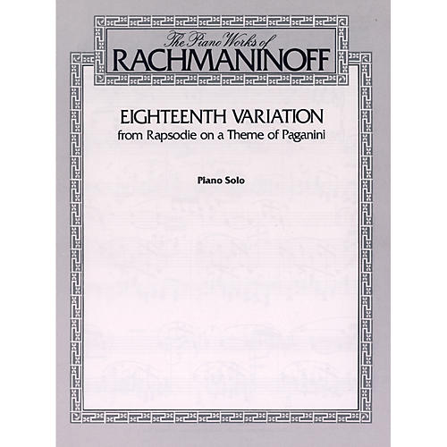 Alfred Eighteenth Variation (from Rhapsodie on a Theme of Paganini) Piano Solo Book
