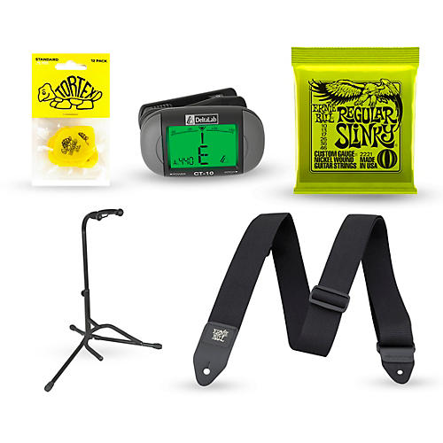 Electric Guitar Accessory Kit: Strings, Picks, Strap, Tuner & Stand