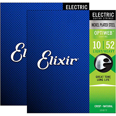 Elixir Electric Guitar Strings With OPTIWEB Coating, Light/Heavy (.010-.052) 2-Pack